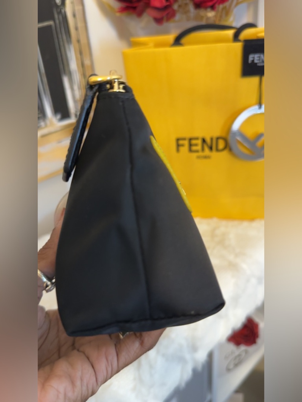 Fendi Monster Eyes Black and Yellow Cosmetic Pouch - Picture 3 of 8